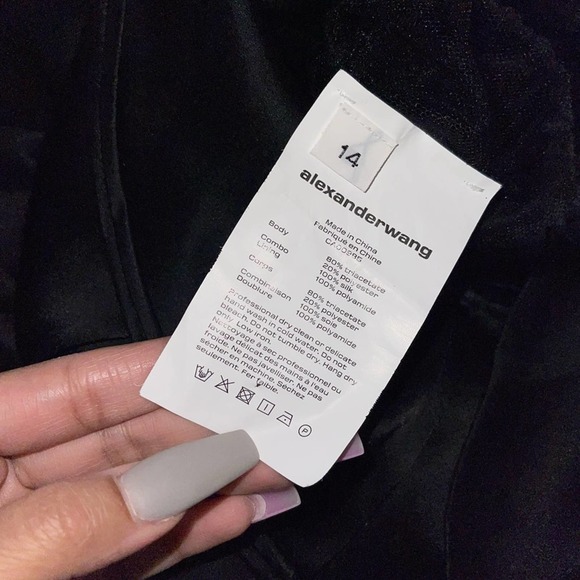 Alexander Wang Asymmetric Gathered Satin Dress in Black - Picture 13 of 13